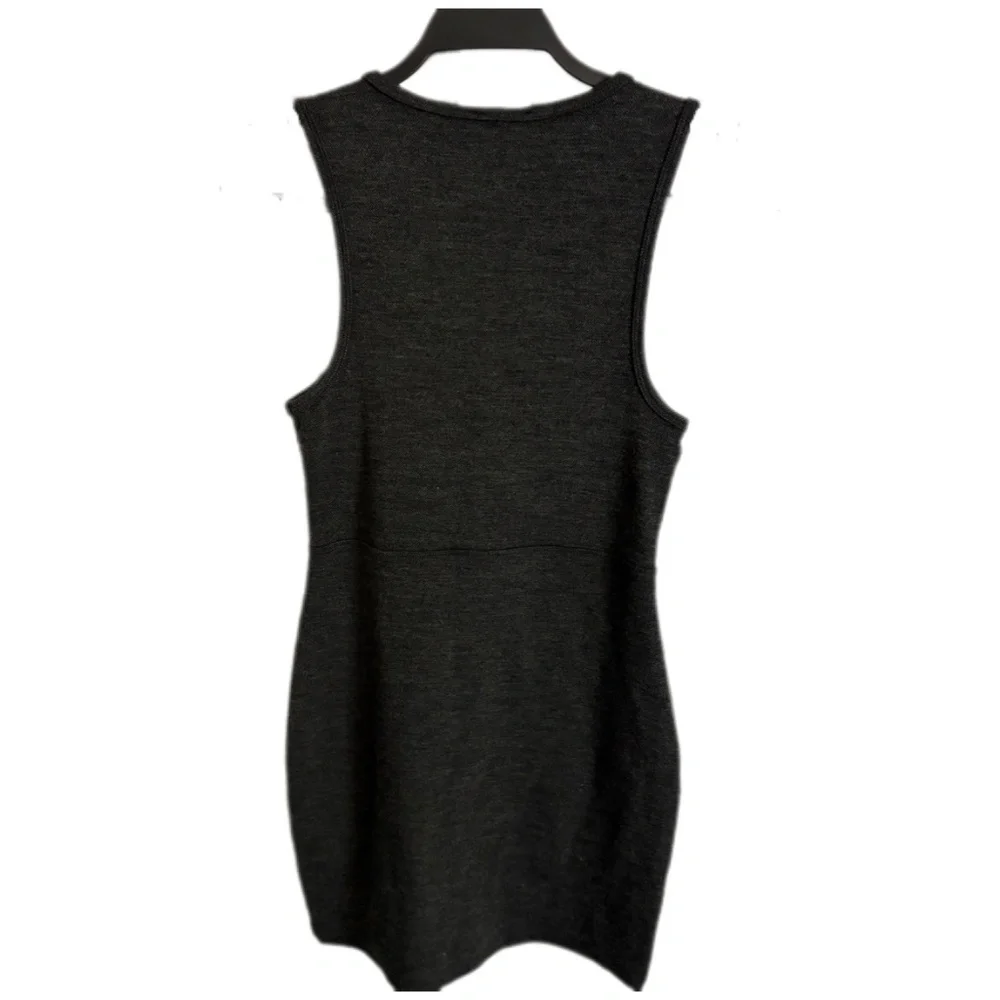 Topshop Dark Grey Women’s Sz 8 Seamed Sleeveless Bodycon Strech Tunic Mini Dress - Picture 2 of 7